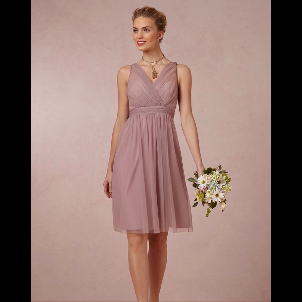 BHLDN Tulle Bow Back Dress, Dusty Rose, Size 14